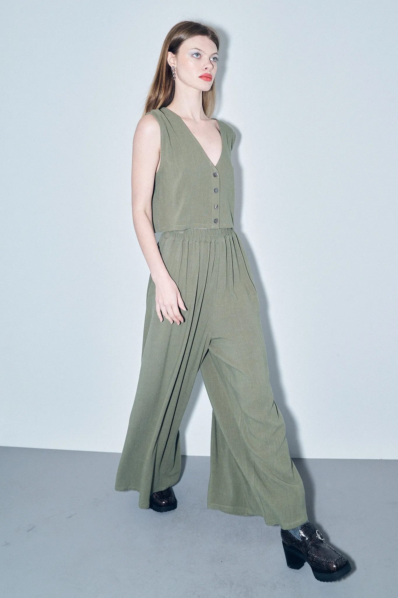1 left - Soft Linen Vest and Pants Set Sage sold by Fashion Brand Company