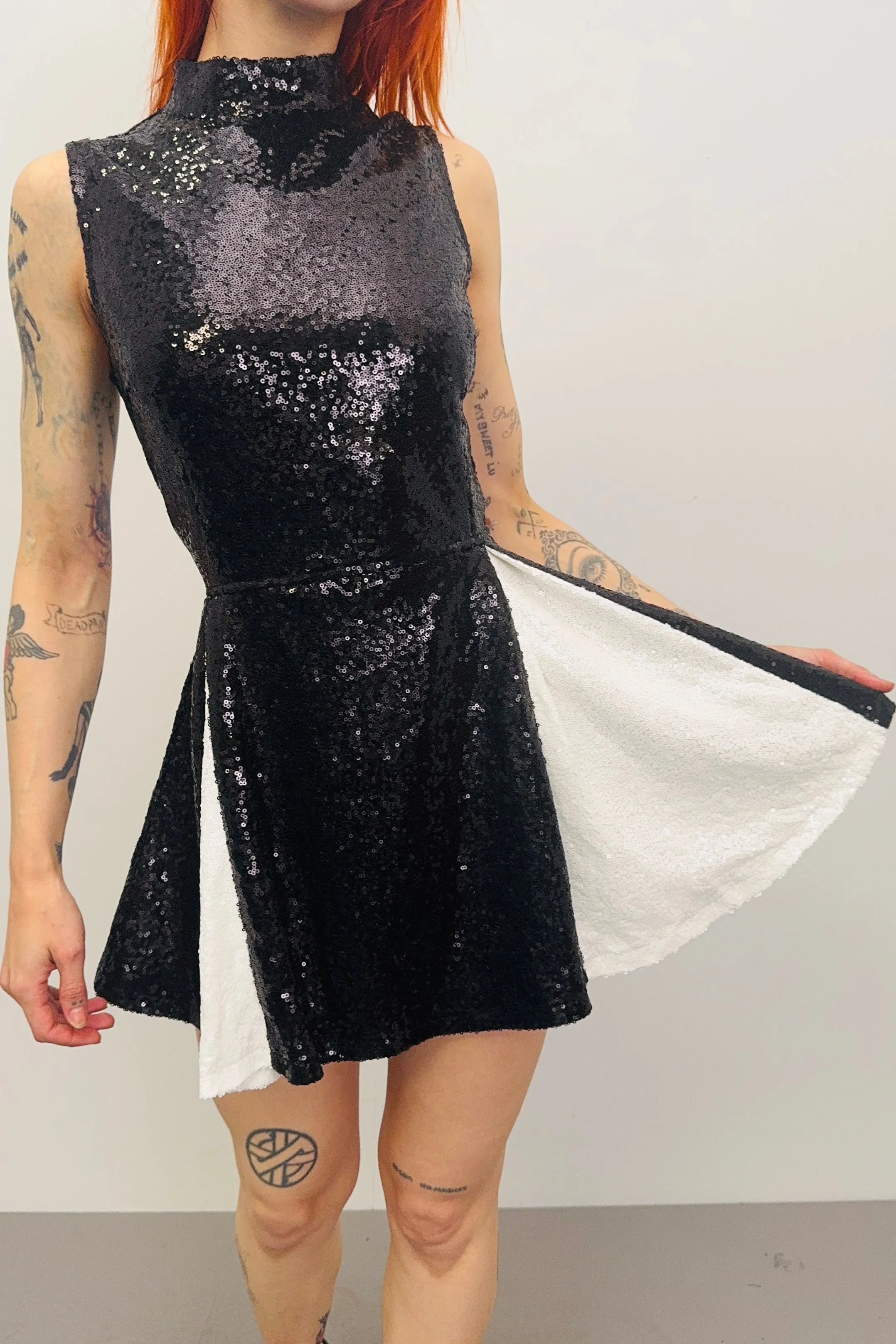 SAMPLE #332 - S Black/White Sequin Cheer Dress sold by Fashion Brand Company product image thumbnail 2