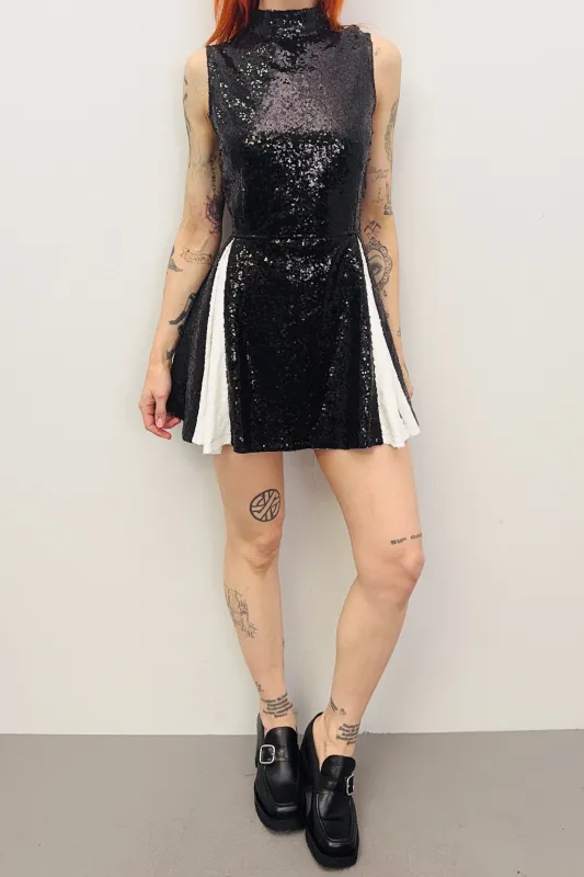 SAMPLE #332 - S Black/White Sequin Cheer Dress made by Fashion Brand Company