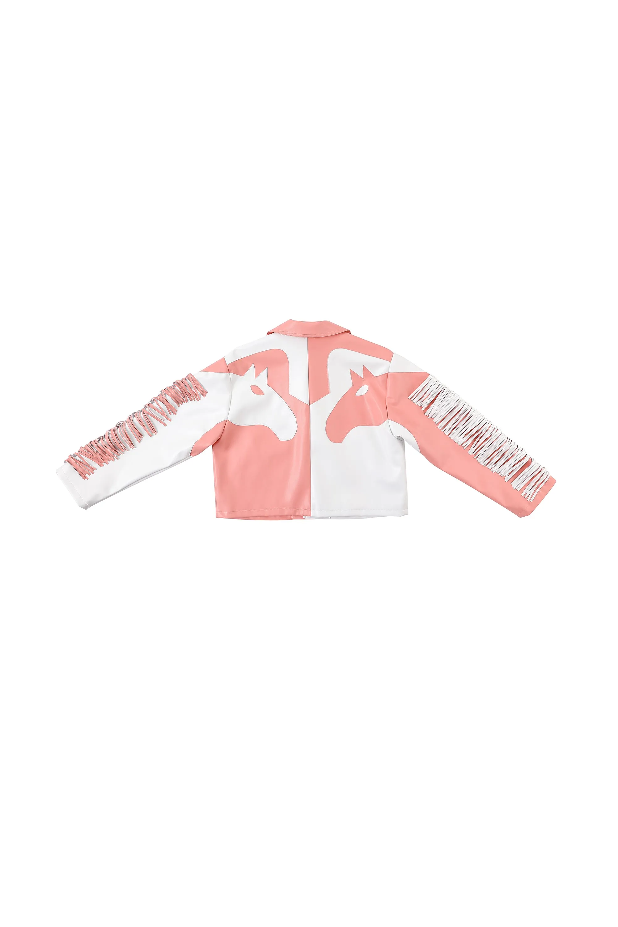 2 left - Dueling Horses Fringe Jacket Plant Leather Peach/White sold by Fashion Brand Company product image thumbnail 4