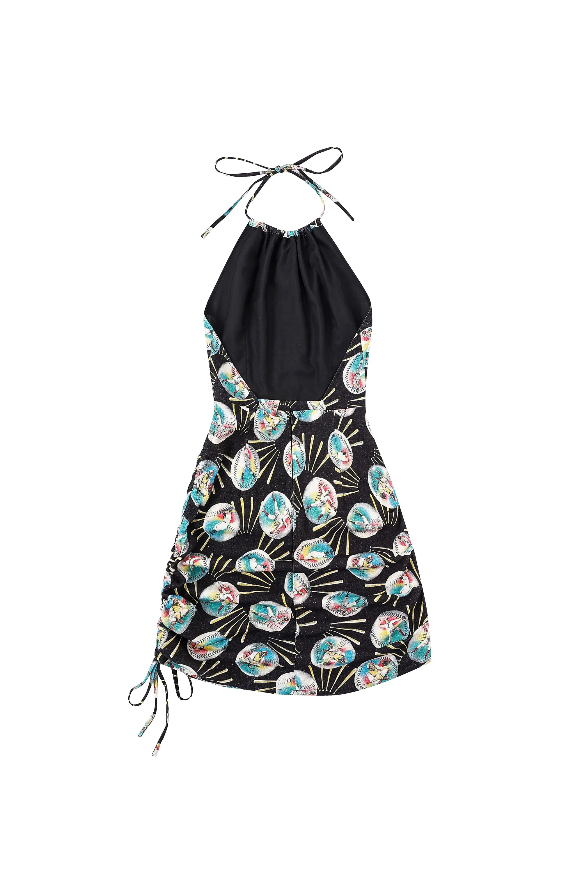 Cinch Tie Halter Dress Soft Linen Baseballs sold by Fashion Brand Company product image thumbnail 5