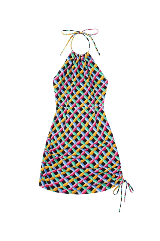 1 left - Cinch Tie Halter Dress Soft Linen Screensaver made by Fashion Brand Company