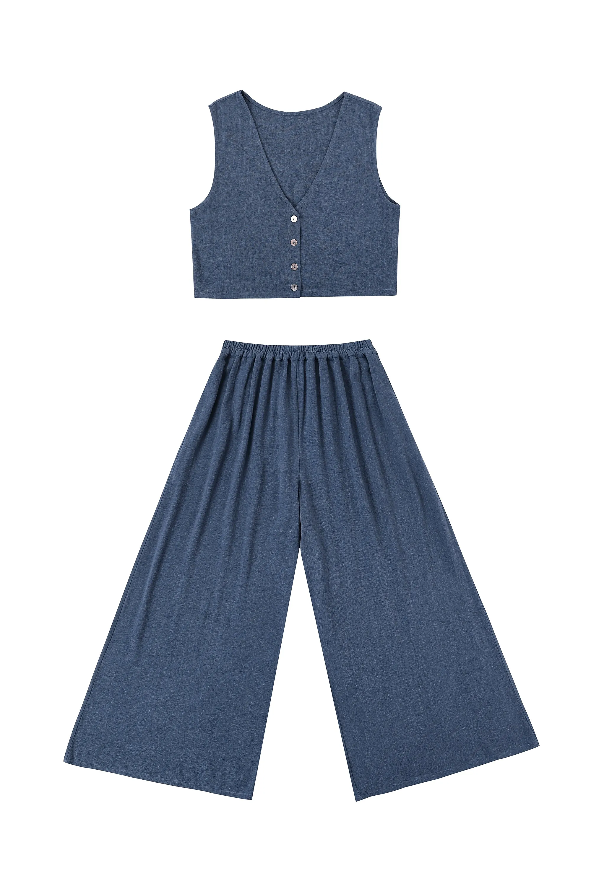 Soft Linen Vest and Pants Set Midnight sold by Fashion Brand Company product image thumbnail 2