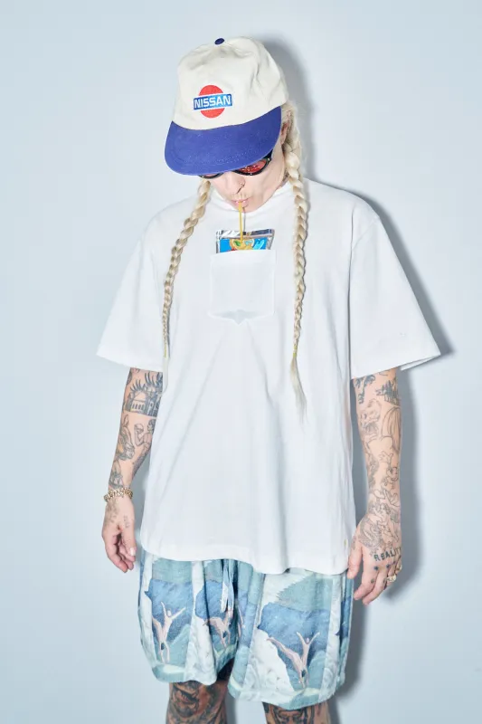 5 left - Unisex Cotton Capri Sun Pocket Tee White made by Fashion Brand Company