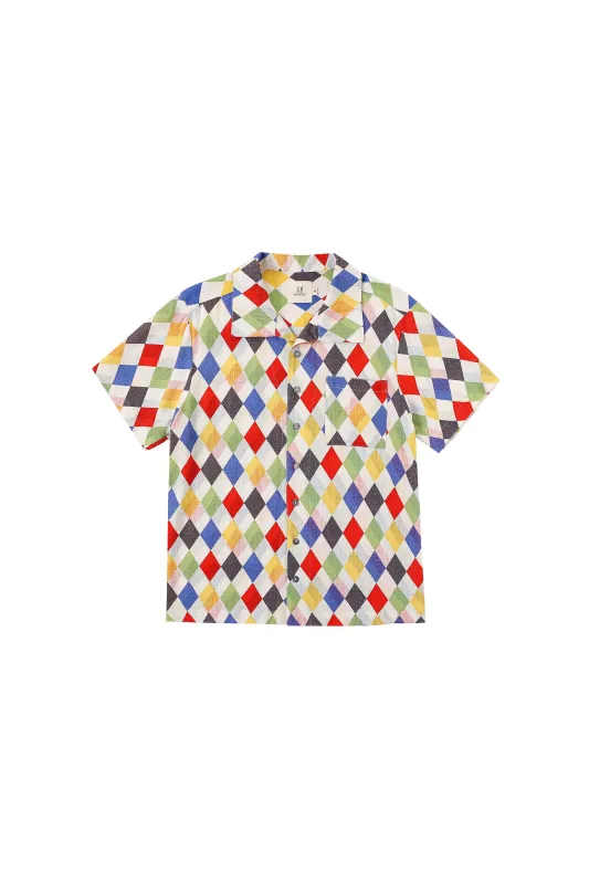 2 left -Unisex Harlequin Linen Button Up sold by Fashion Brand Company