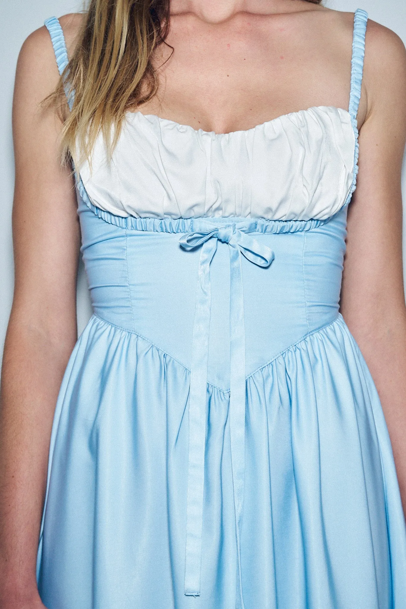 1 left - Boob Shelf Satin Dress Blue/White sold by Fashion Brand Company product image thumbnail 2