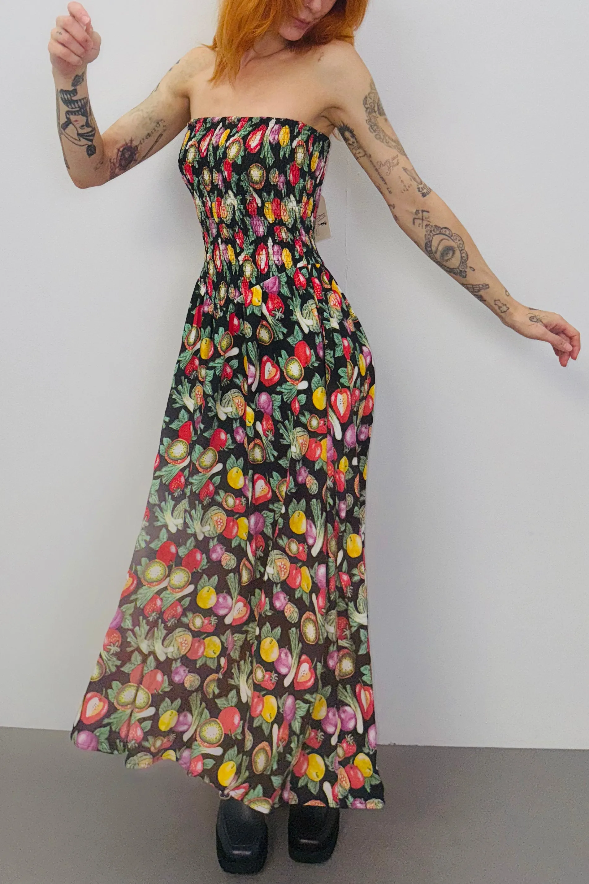 SAMPLE #444 - S Vegetable Medley Smocked Strapless Dress sold by Fashion Brand Company