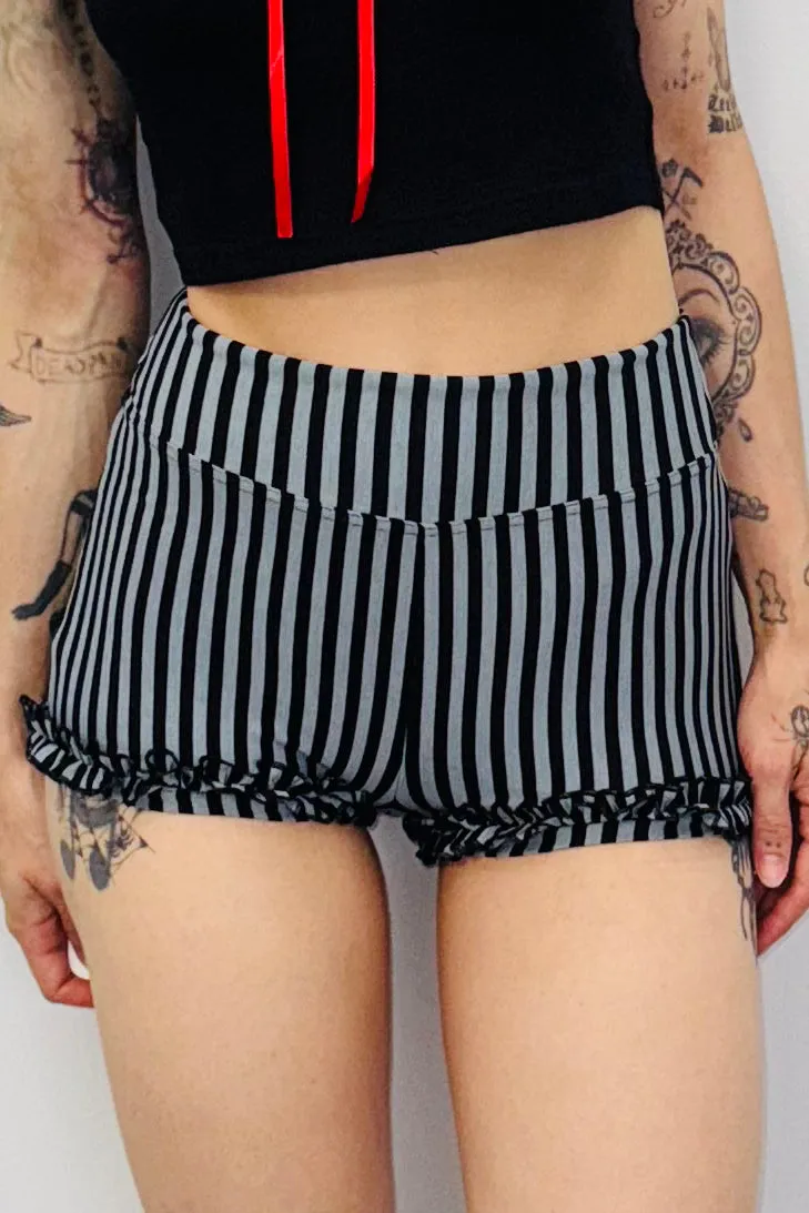 SAMPLE #428 - S Blue / Black Striped Ruffle Shorts sold by Fashion Brand Company product image thumbnail 3