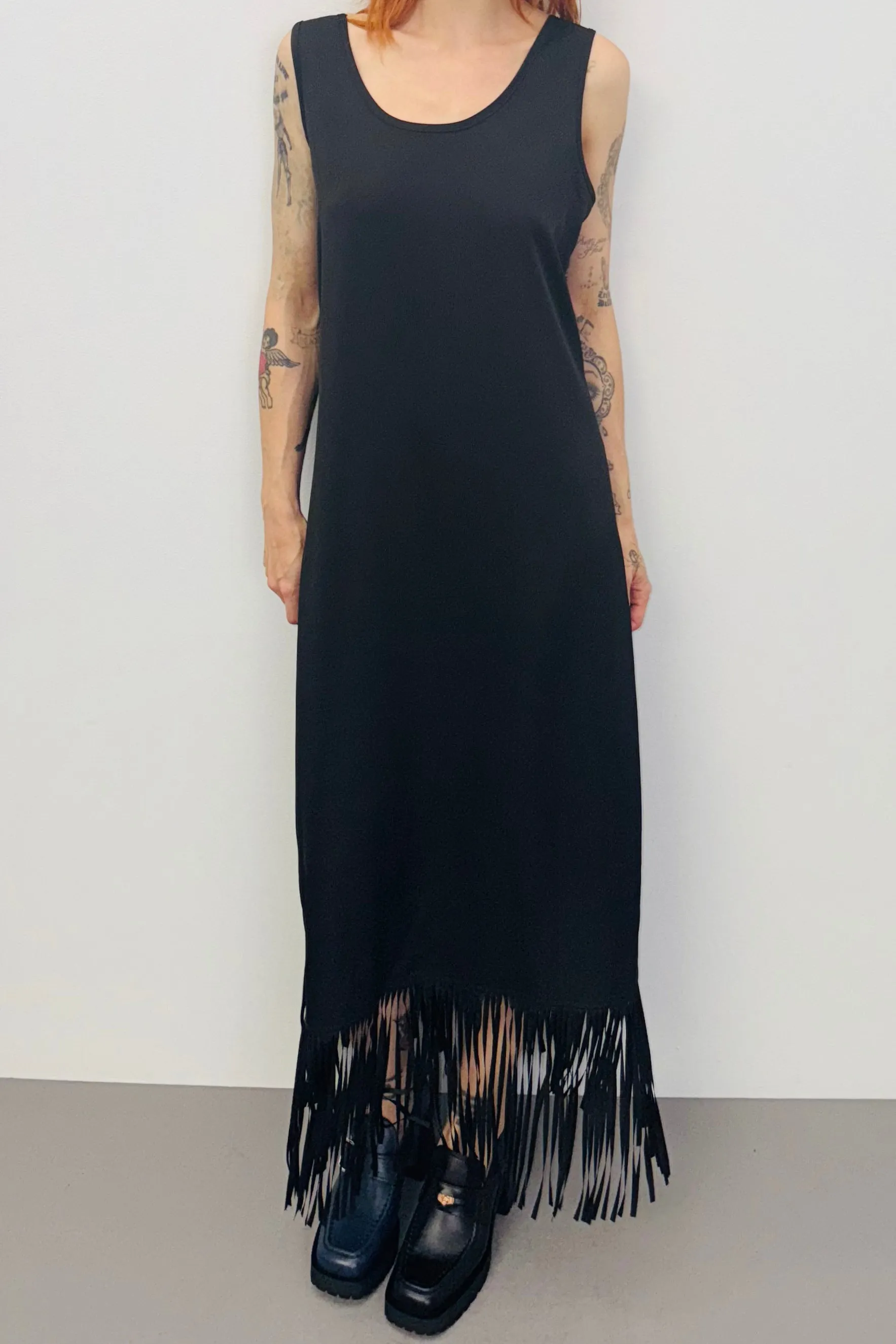 SAMPLE #392 - S Black Silk Fringe Dress sold by Fashion Brand Company product image thumbnail 3