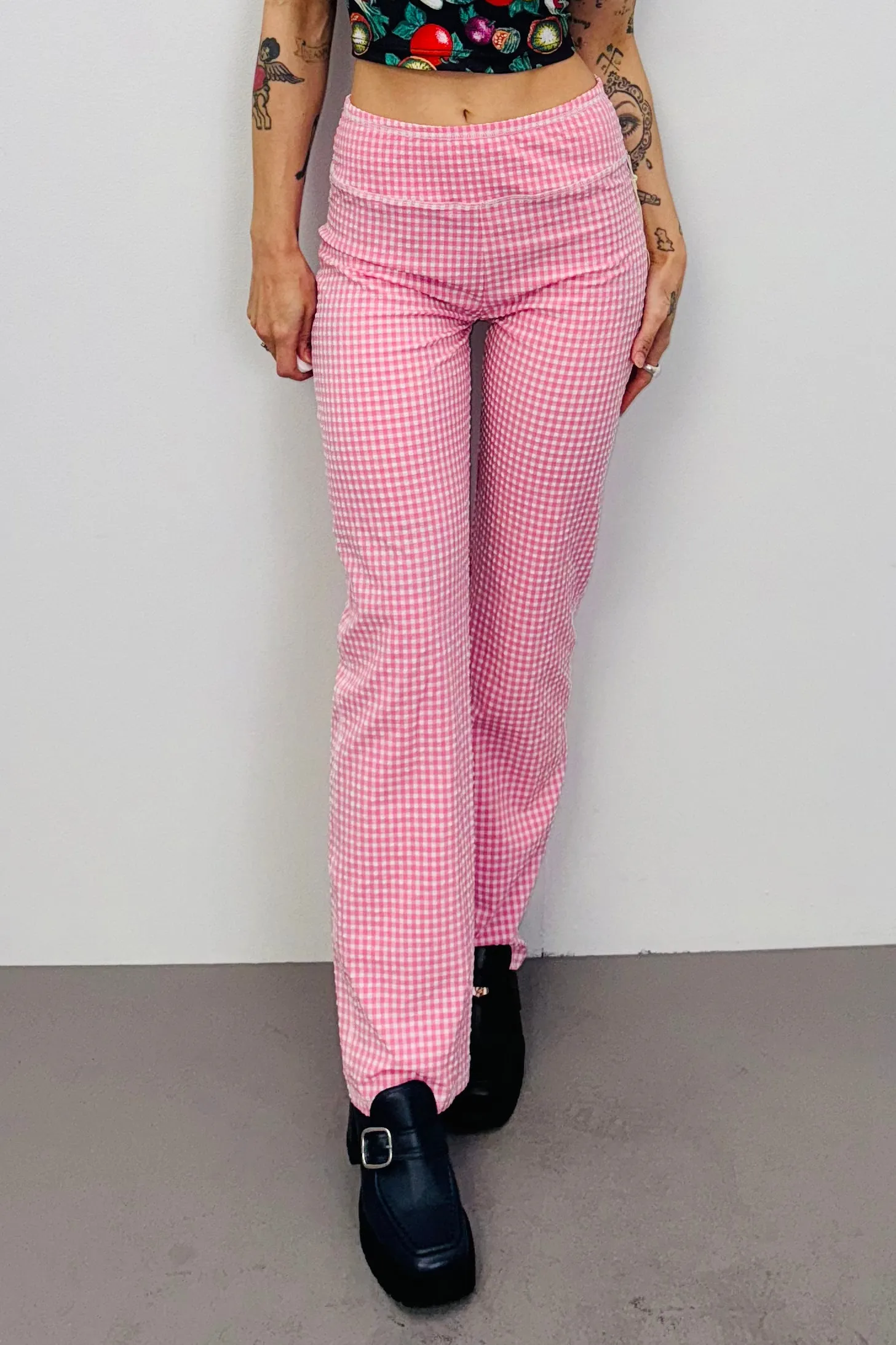 SAMPLE #416 - S Pink Poly Seersucker V Back Pants sold by Fashion Brand Company product image thumbnail 2