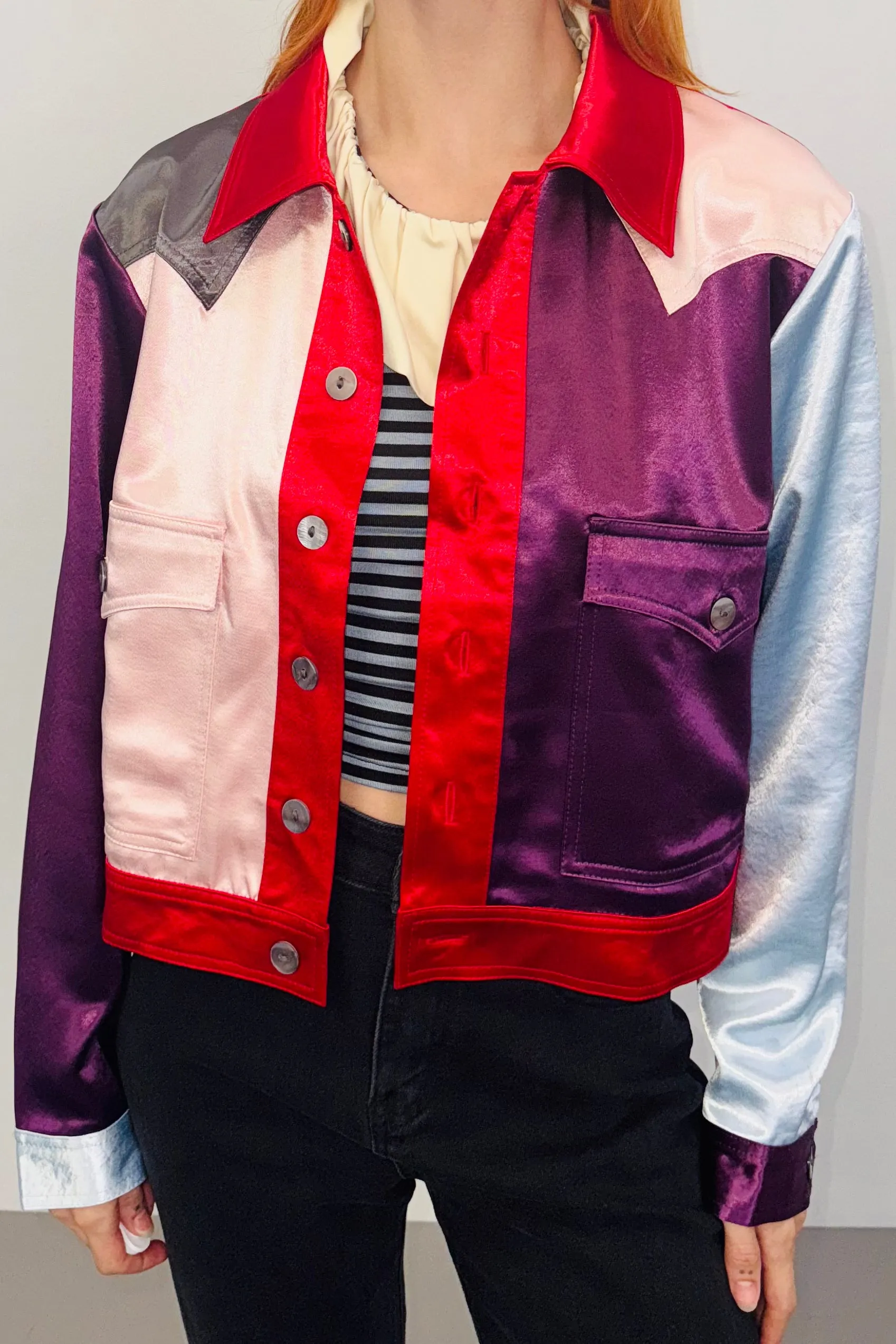 SAMPLE #378 - S Gem Tones Satin Jacket sold by Fashion Brand Company product image thumbnail 2