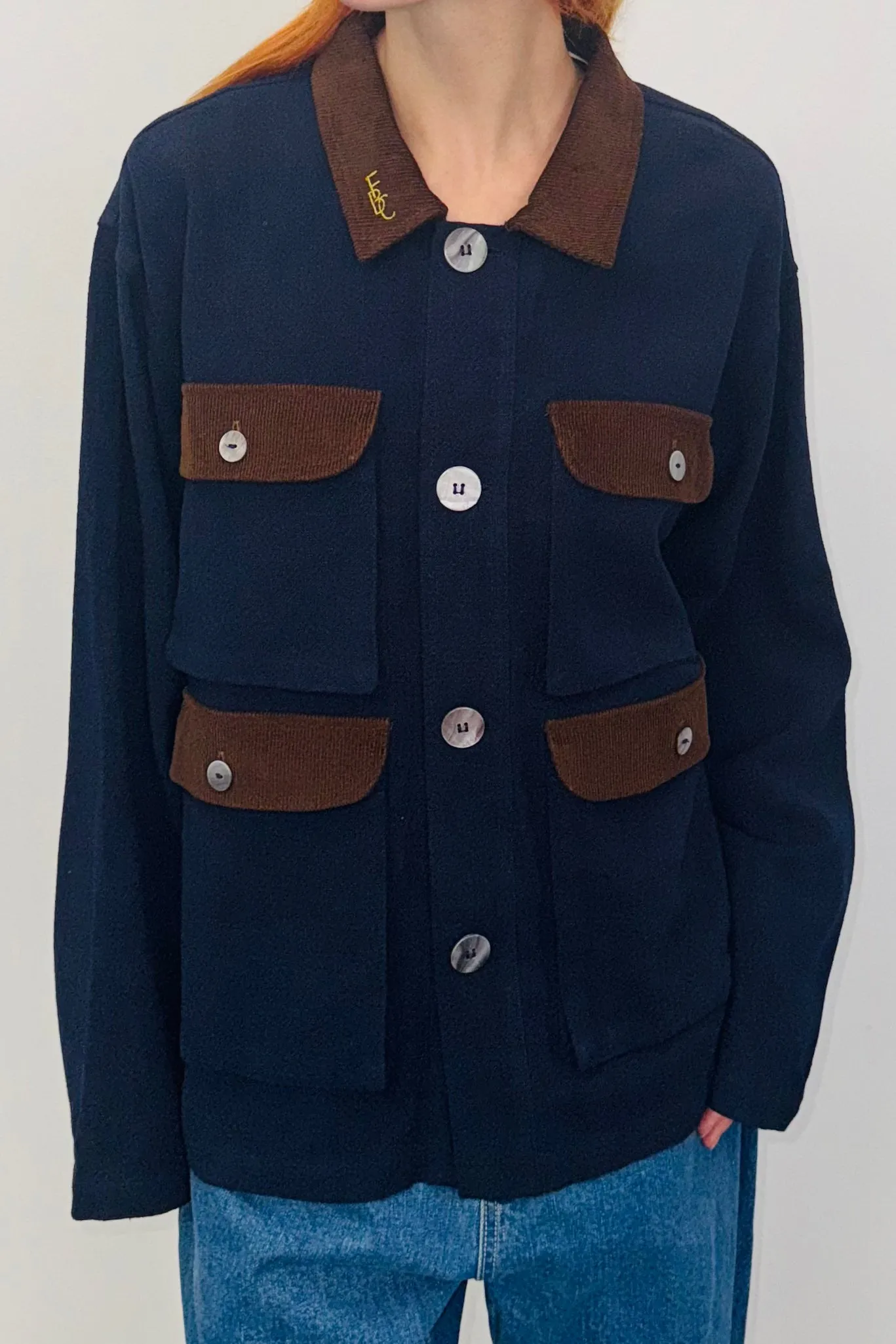 SAMPLE #373 - Unisex S Navy Linen Pocket Jacket sold by Fashion Brand Company