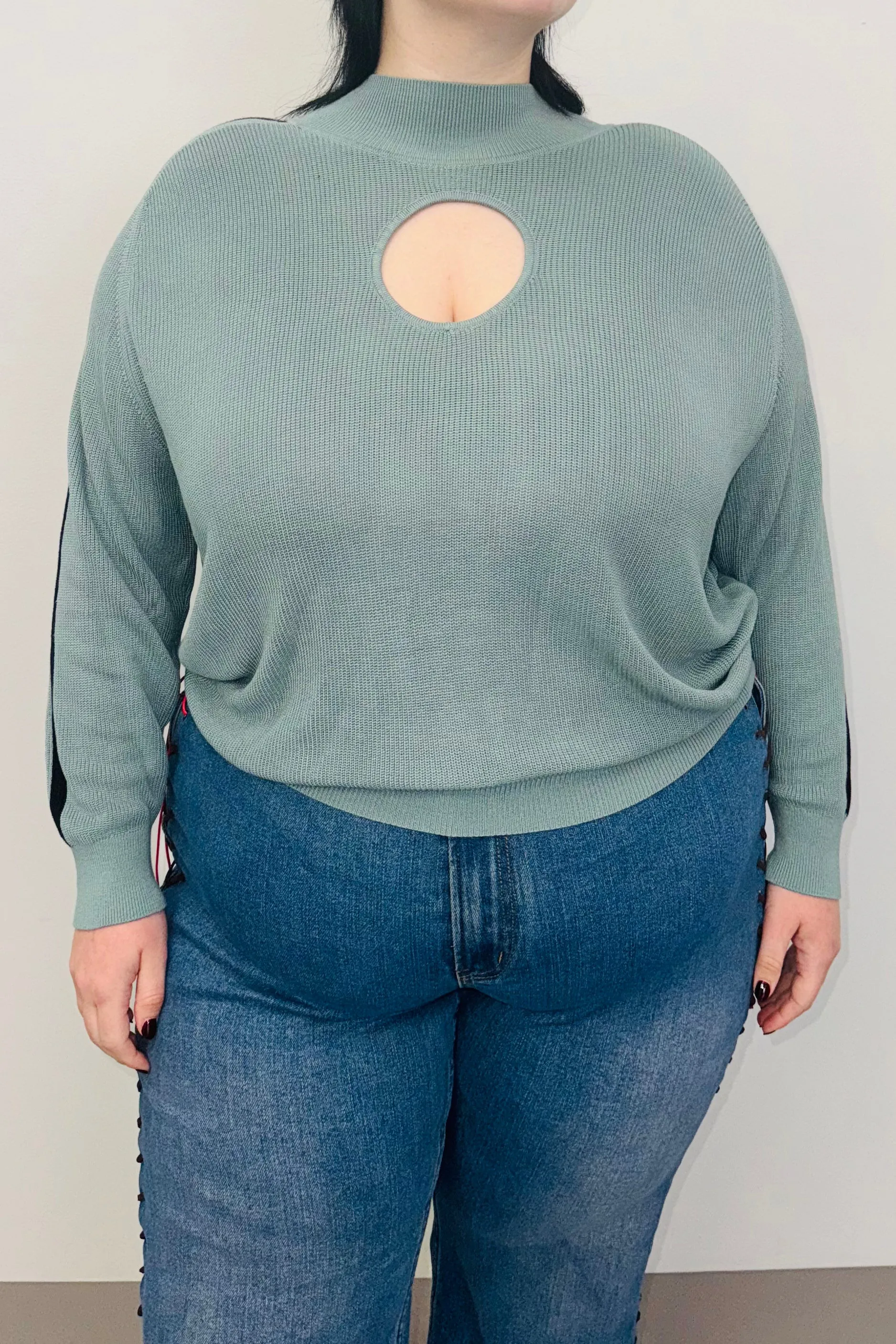 SAMPLE #369 - 2X Mint Hole Sweater sold by Fashion Brand Company product image thumbnail 2