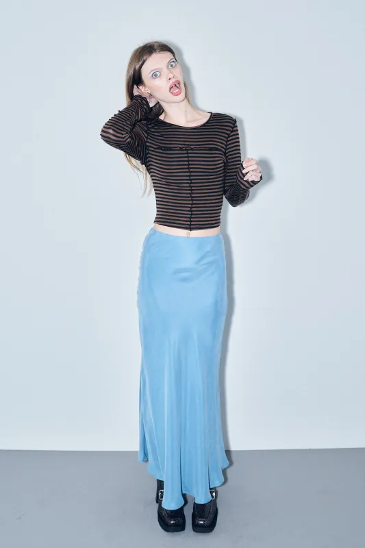 Japanese Cupro Bias Cut Skirt Ice Blue sold by Fashion Brand Company