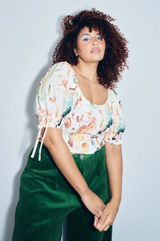 1 left - Smocked Blouse Soft Linen Nightmare Stains sold by Fashion Brand Company