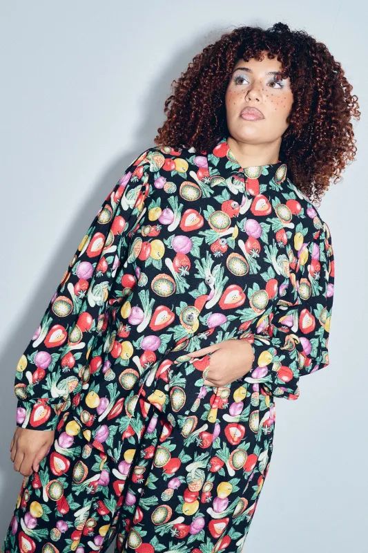 Long Sleeve Soft Linen Fantasy Blouse Vegetable Medley sold by Fashion Brand Company