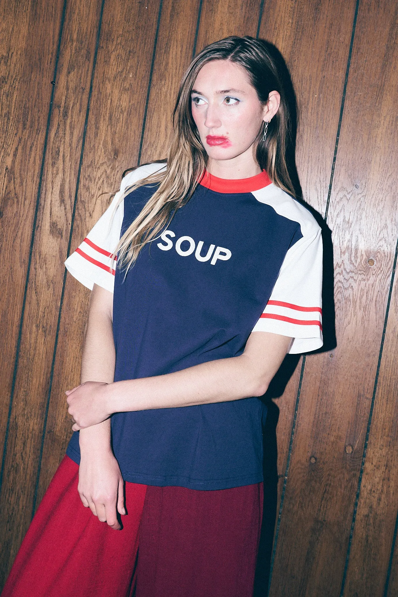 Unisex SOUP Navy/Red Athletic T-Shirt sold by Fashion Brand Company product image thumbnail 3