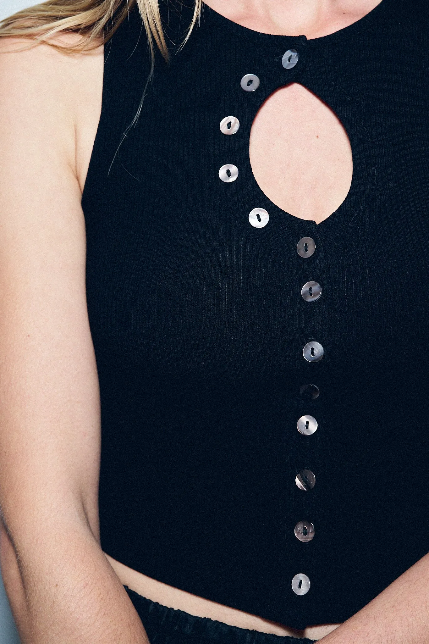 Unbuttoned Tencel Rib Tank Top Black sold by Fashion Brand Company product image thumbnail 4