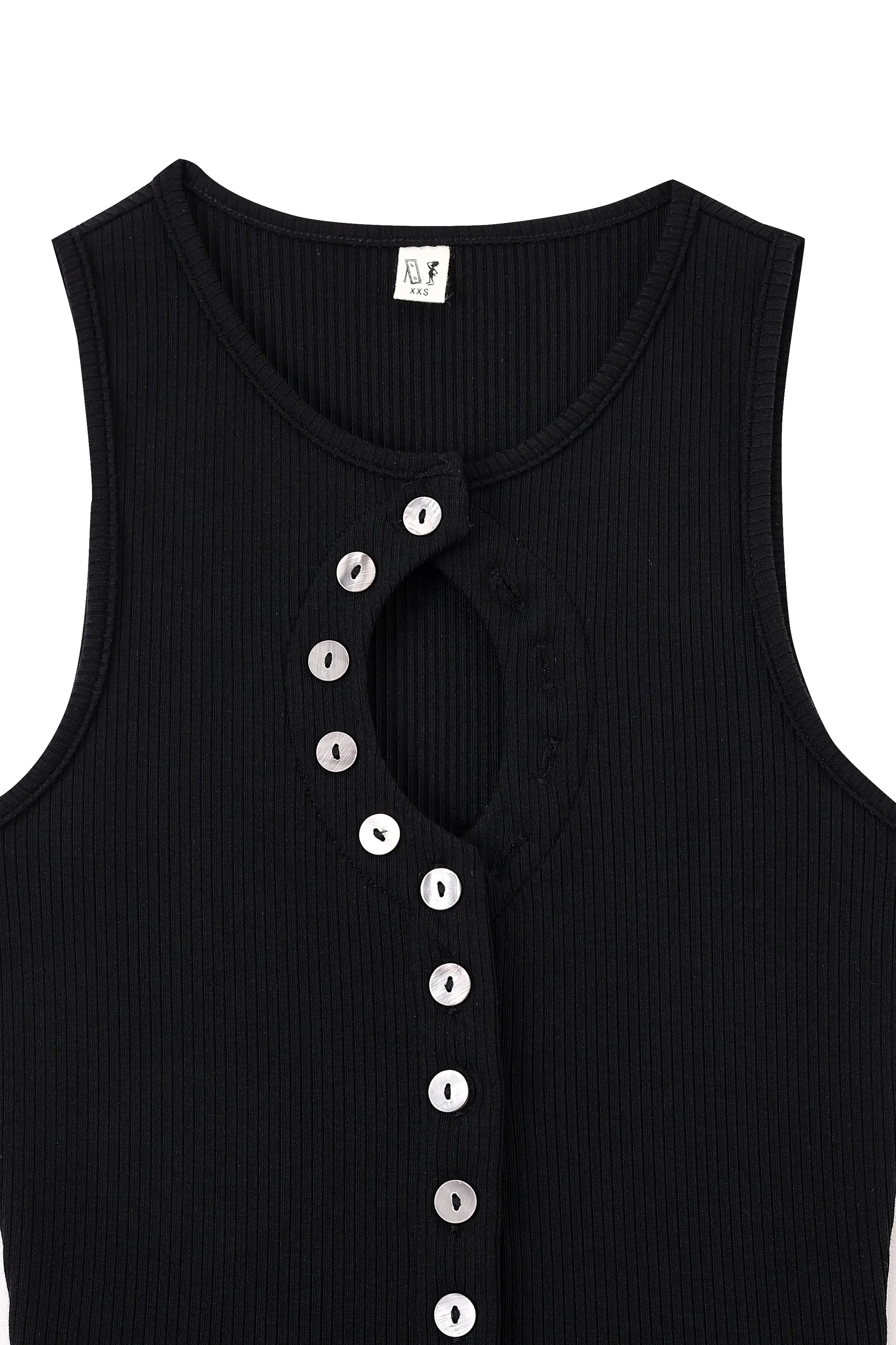 Unbuttoned Tencel Rib Tank Top Black sold by Fashion Brand Company product image thumbnail 5
