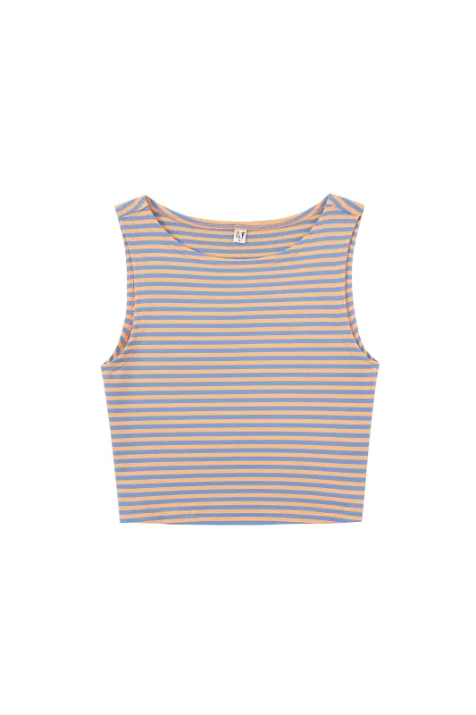 1 left - Surf Stripe Tank Top Orange/Blue sold by Fashion Brand Company