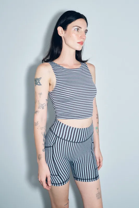 1 left - Surf Stripe Tank Top Black/Blue made by Fashion Brand Company