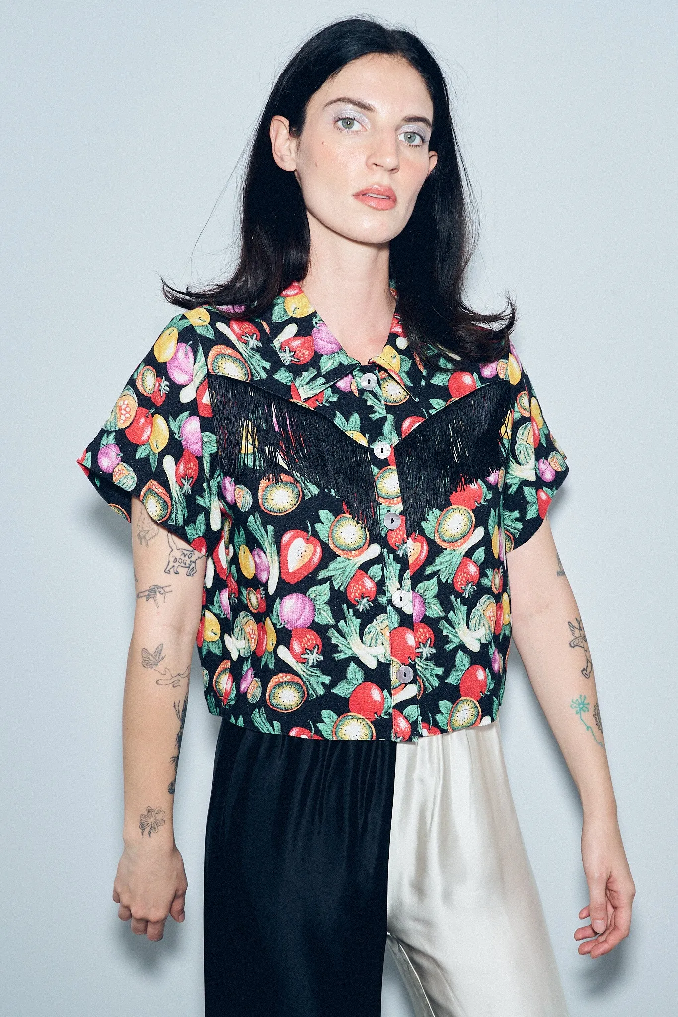 1 left - Soft Linen Fringe Blouse Vegetable Medley sold by Fashion Brand Company