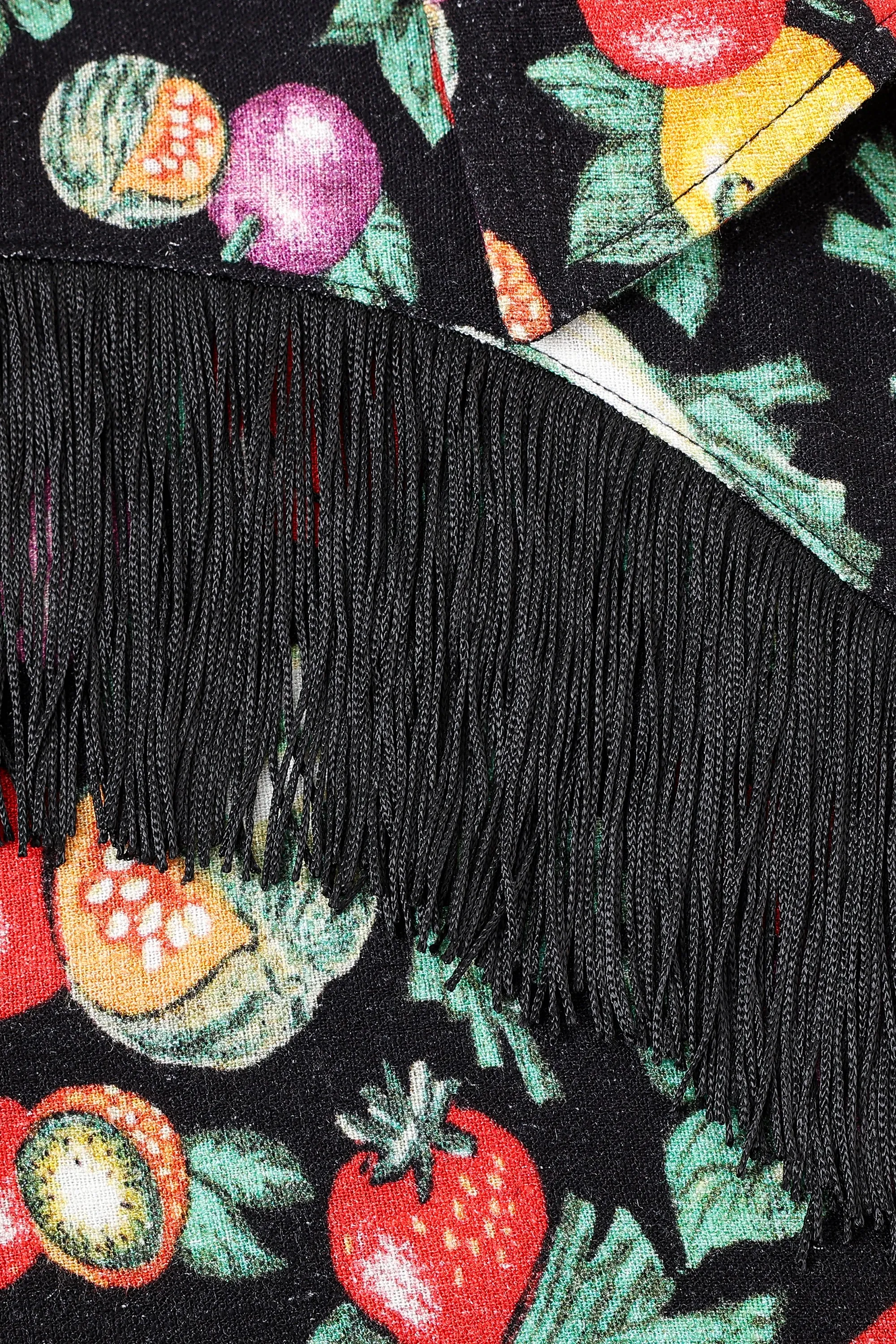 1 left - Soft Linen Fringe Blouse Vegetable Medley sold by Fashion Brand Company product image thumbnail 4