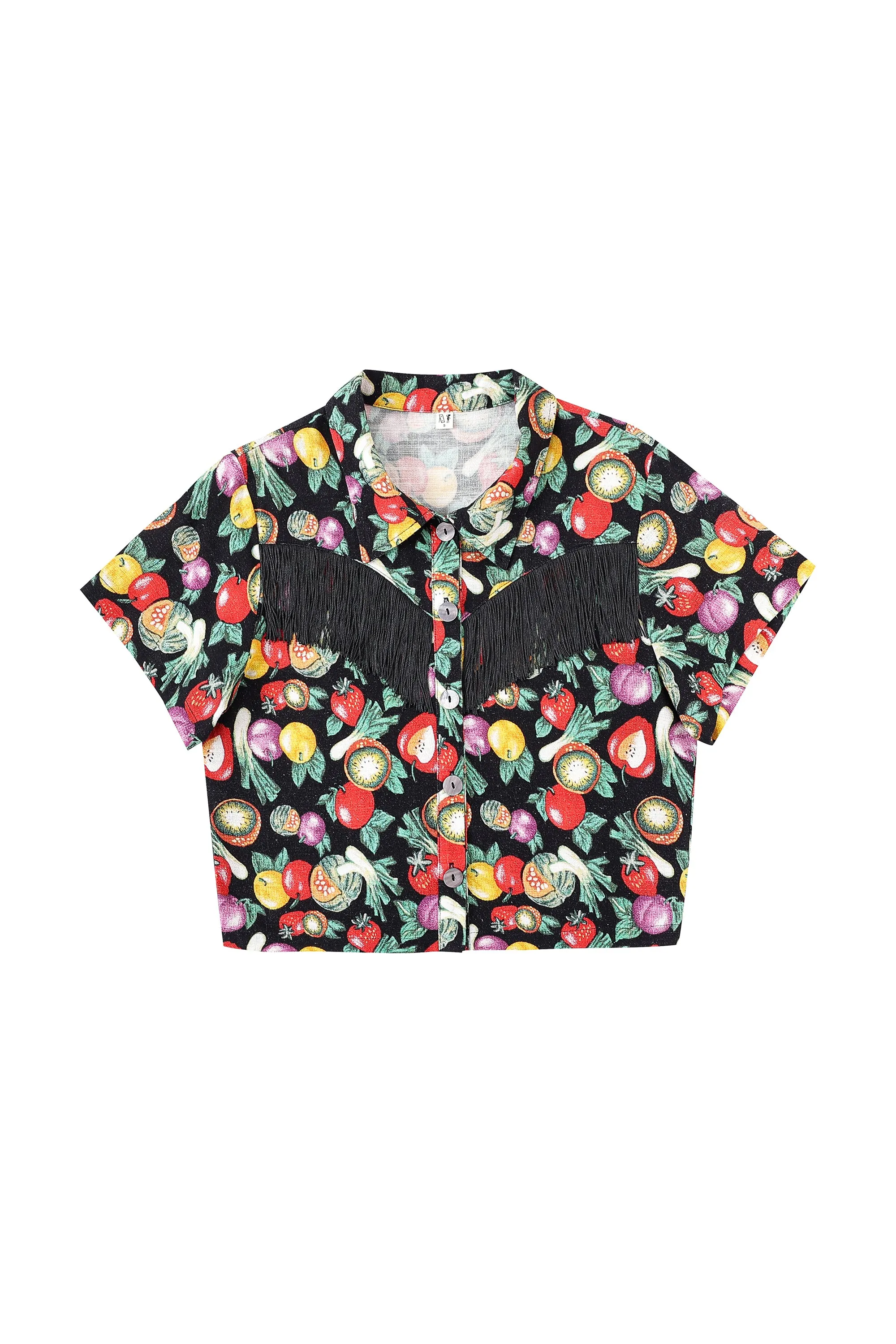 1 left - Soft Linen Fringe Blouse Vegetable Medley sold by Fashion Brand Company product image thumbnail 3