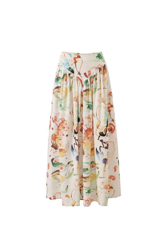 3 left - Park Skirt Soft Linen Nightmare Stains sold by Fashion Brand Company