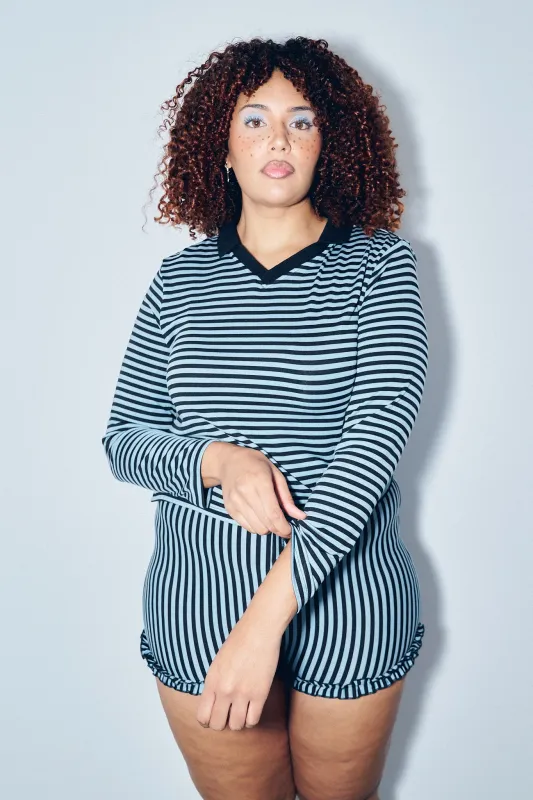 Long Sleeve Rugby Tee Blue Stripe sold by Fashion Brand Company