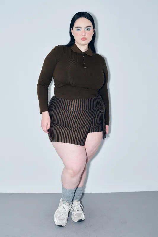PRE-ORDER: Mini Skort Brown Stripe sold by Fashion Brand Company