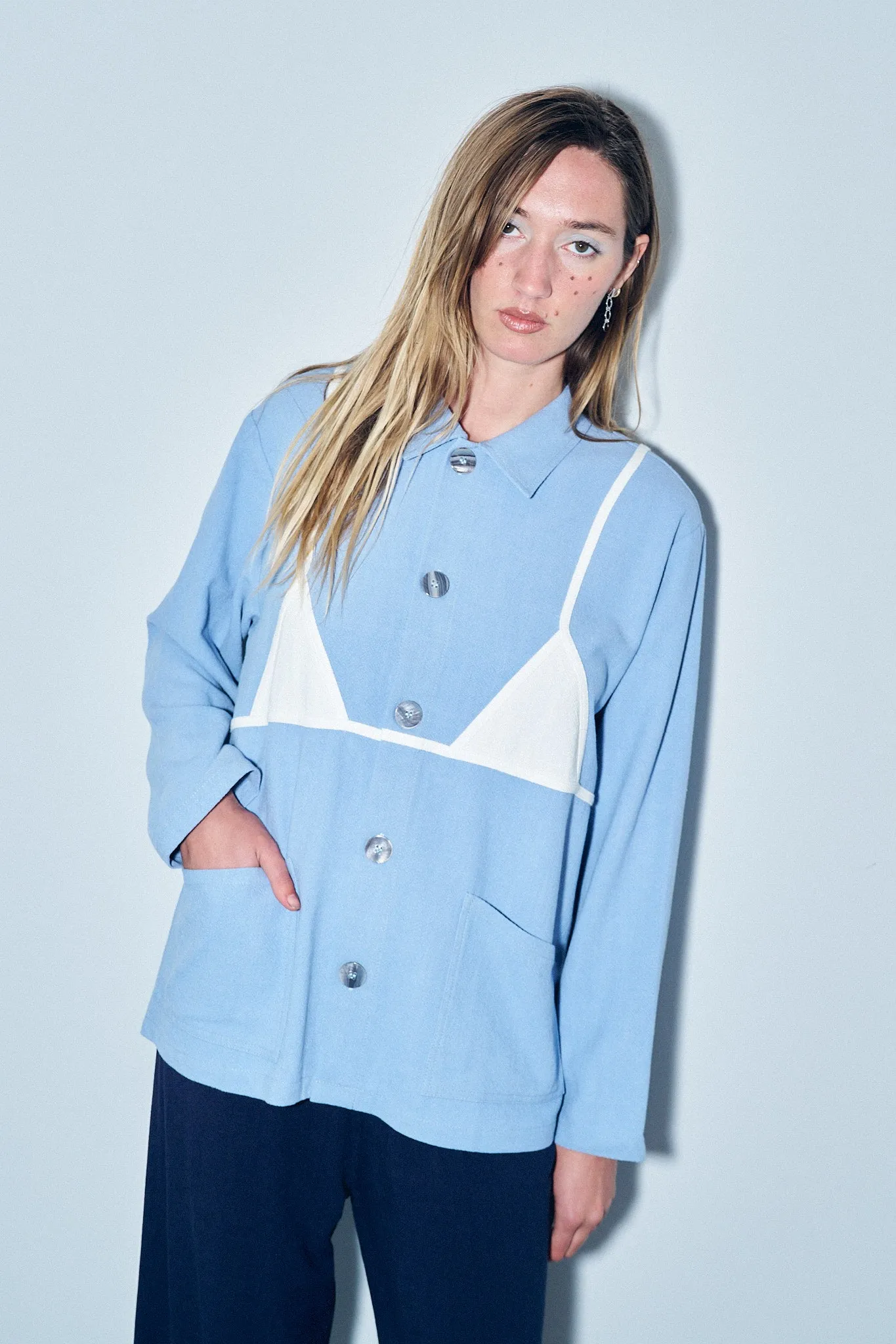 Unisex Bikini Bod Thick Linen Chore Jacket sold by Fashion Brand Company product image thumbnail 2