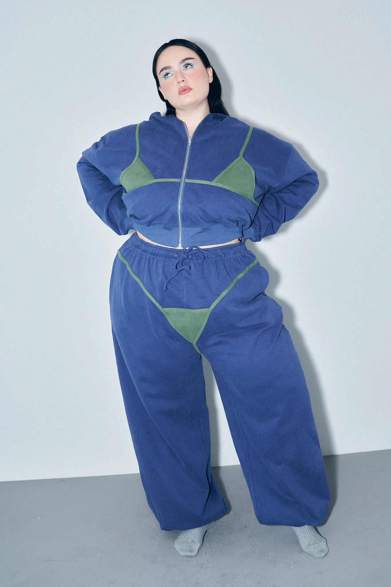 Bikini Bod Zip-up Sweatshirt Blue/Green sold by Fashion Brand Company product image thumbnail 3