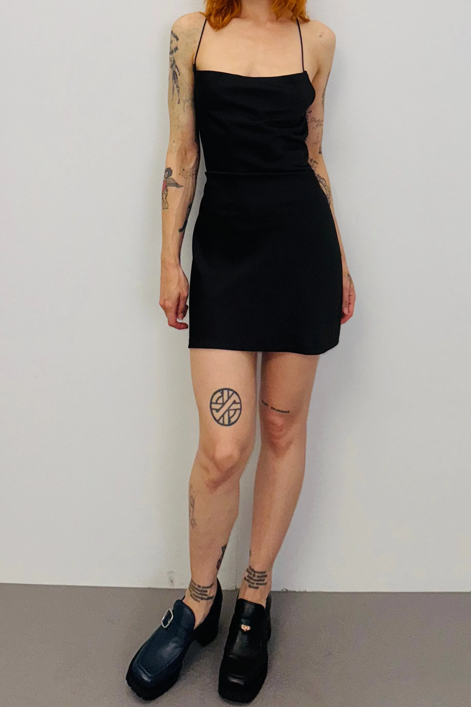 SAMPLE #450 - S Black Satin Mini Dress sold by Fashion Brand Company