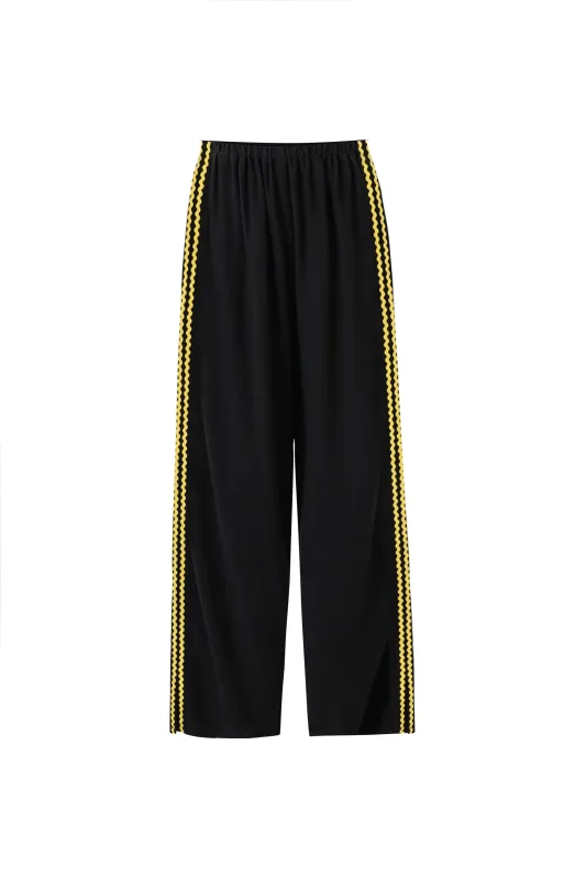 5 left - Lazy Pants Soft Linen Ric Rac Sporty Black/Yellow sold by Fashion Brand Company