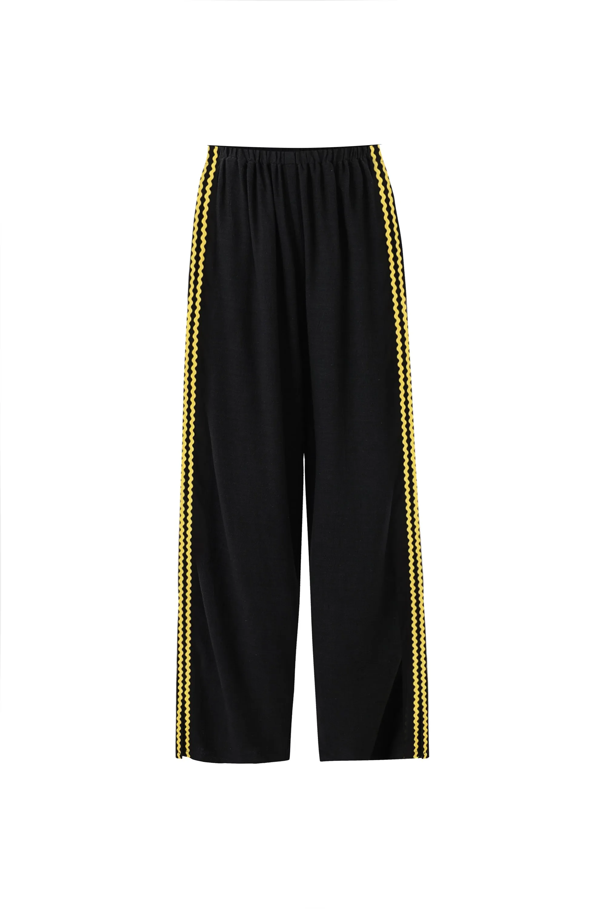 3 left - Lazy Pants Soft Linen Ric Rac Sporty Black/Yellow sold by Fashion Brand Company