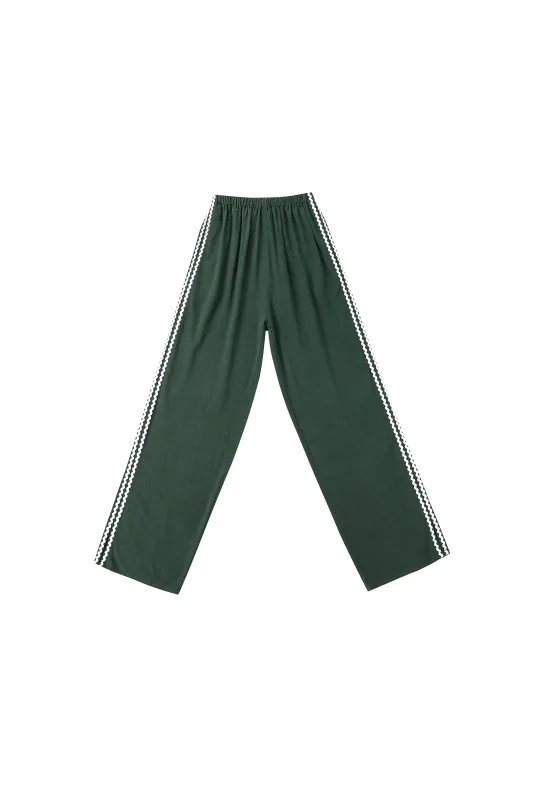 Lazy Pants Soft Linen Ric Rac Sporty Green/White sold by Fashion Brand Company