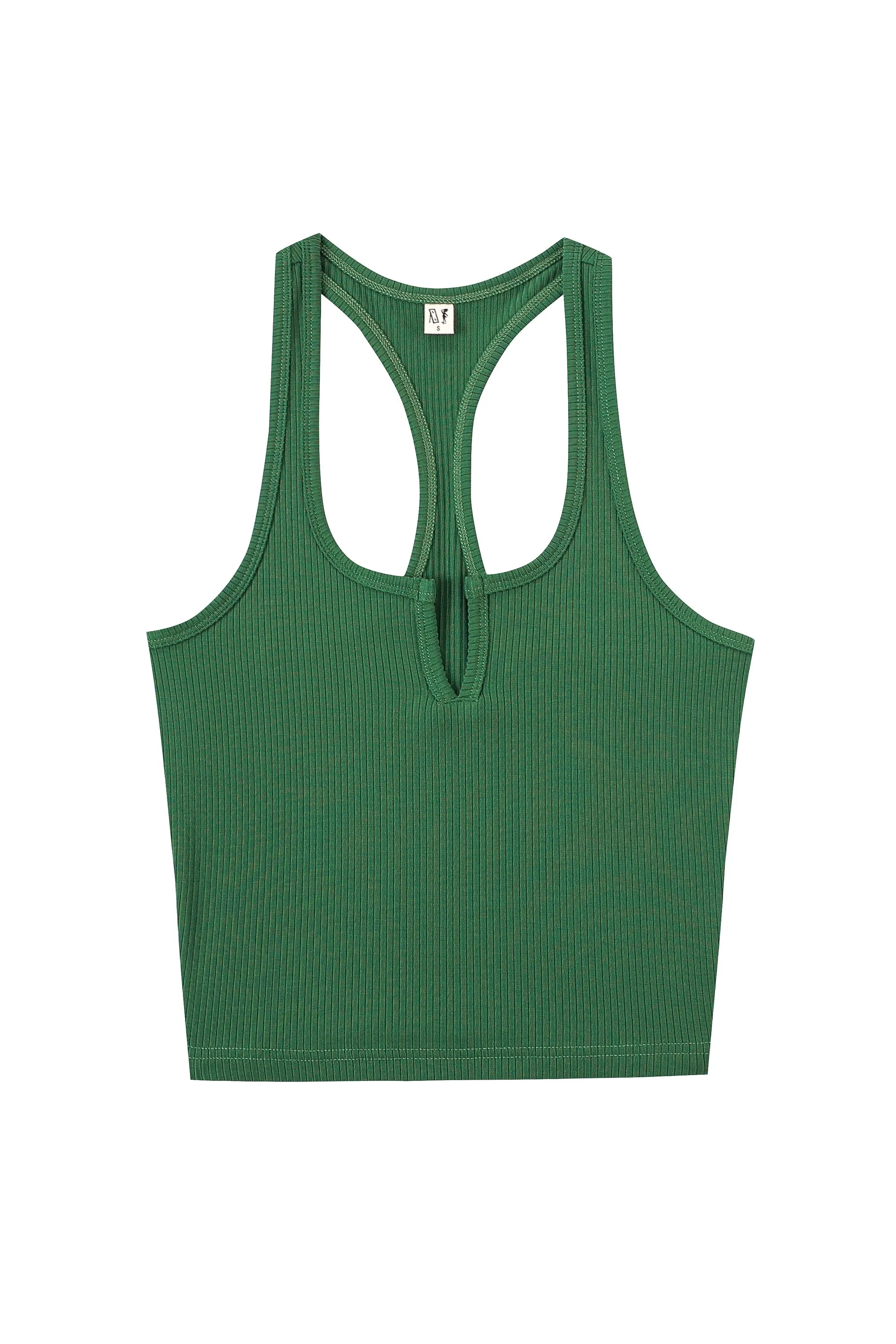 Split Racerback Tencel Rib Tank Green sold by Fashion Brand Company product image thumbnail 2