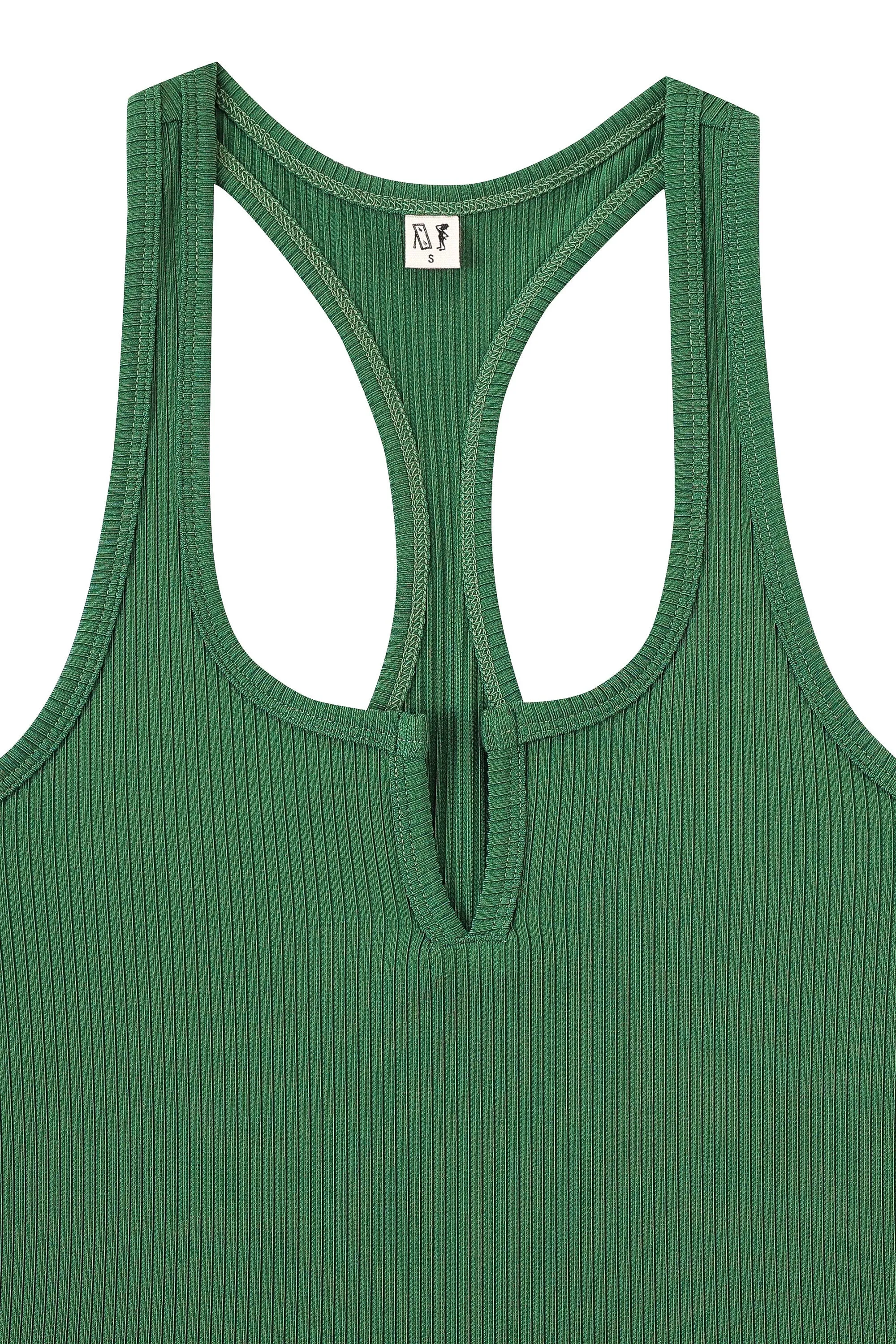 Split Racerback Tencel Rib Tank Green sold by Fashion Brand Company product image thumbnail 3