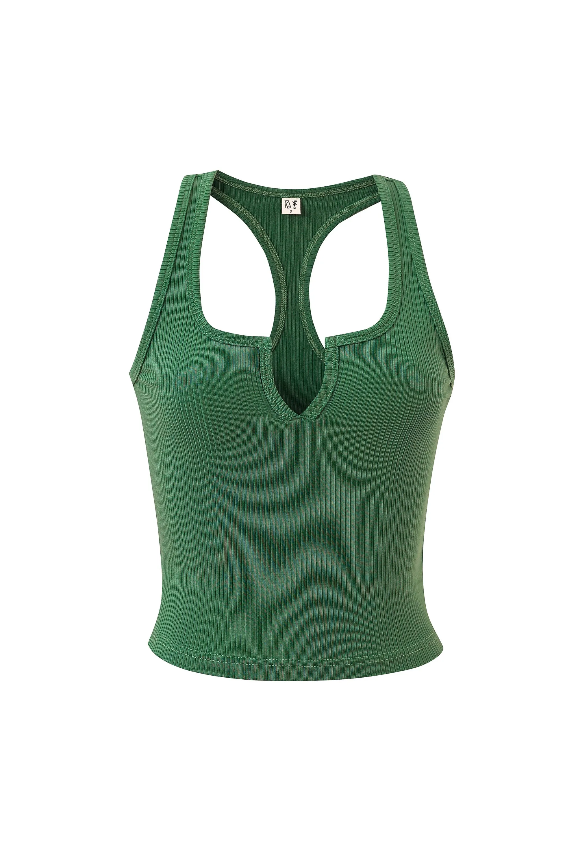 Split Racerback Tencel Rib Tank Green sold by Fashion Brand Company