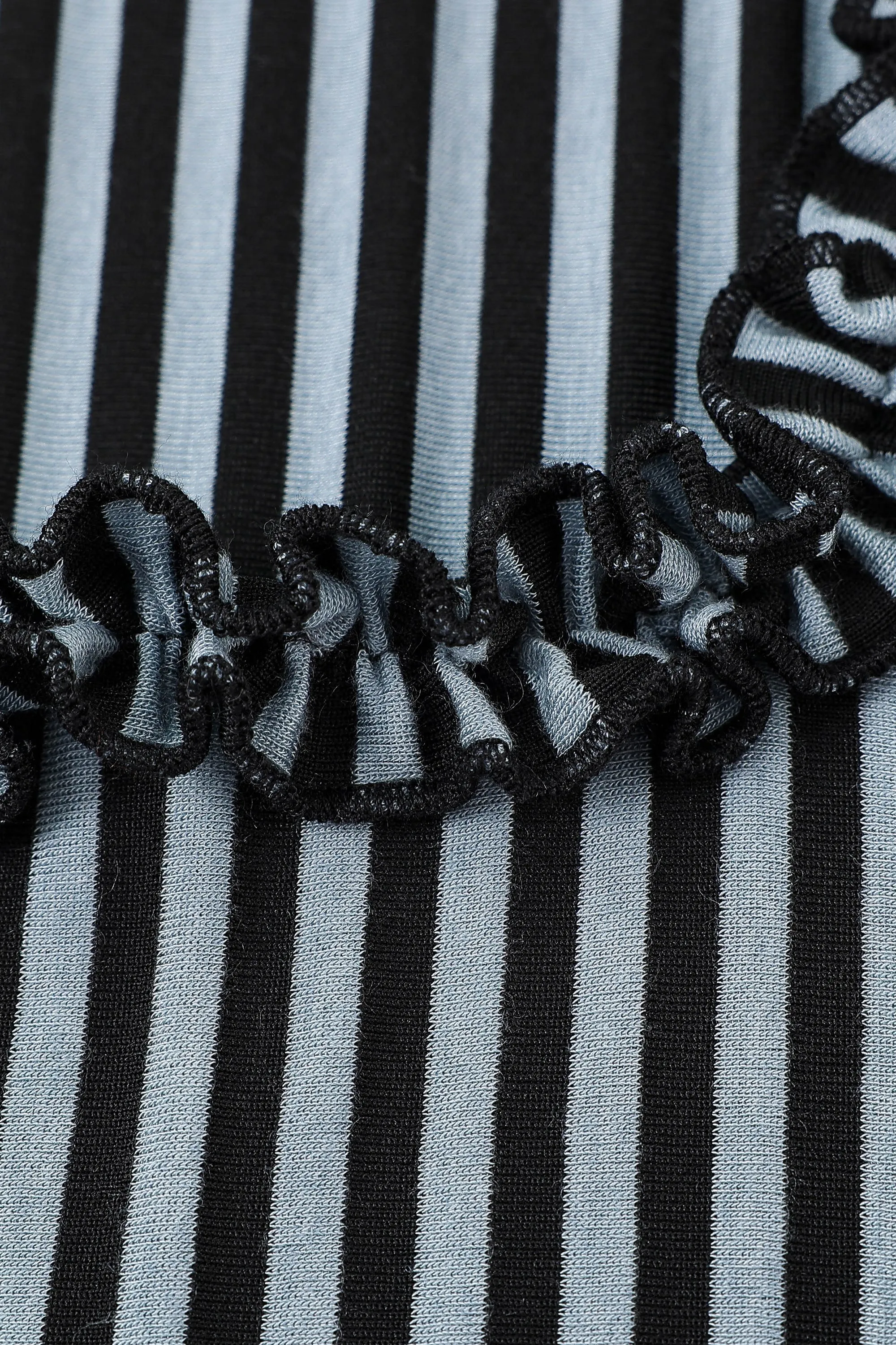 Ruffled Scoop Neck Crop V Top Blue Stripe sold by Fashion Brand Company product image thumbnail 4