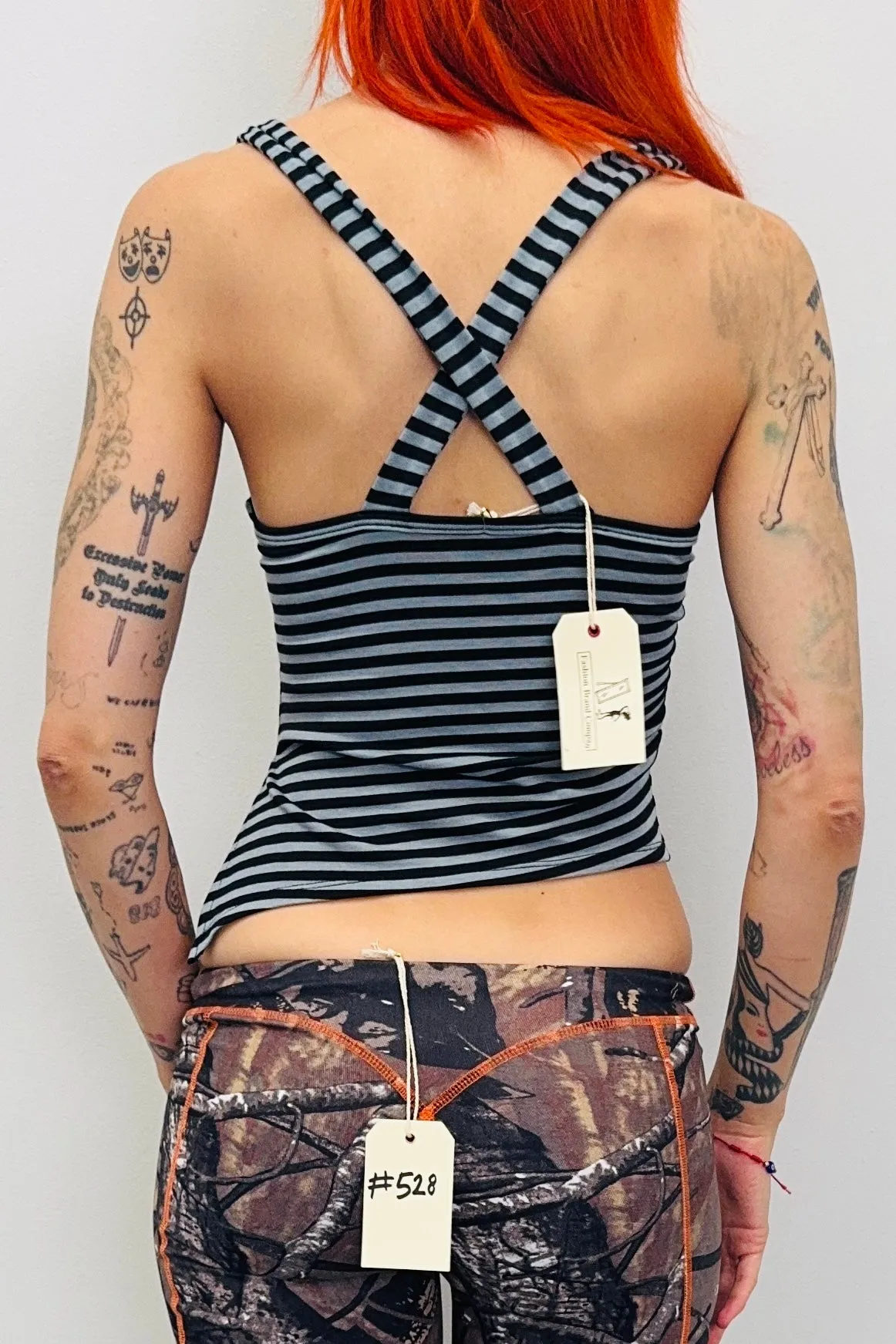 SAMPLE #548 - S Blue/Black Tencel Wool Asymmetric Top sold by Fashion Brand Company product image thumbnail 3