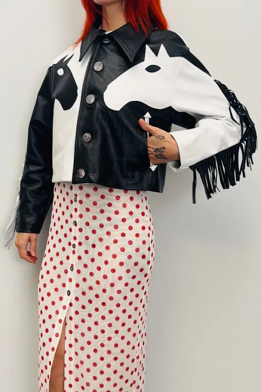 SAMPLE #511 - S Real Leather Dueling Horses Jacket sold by Fashion Brand Company