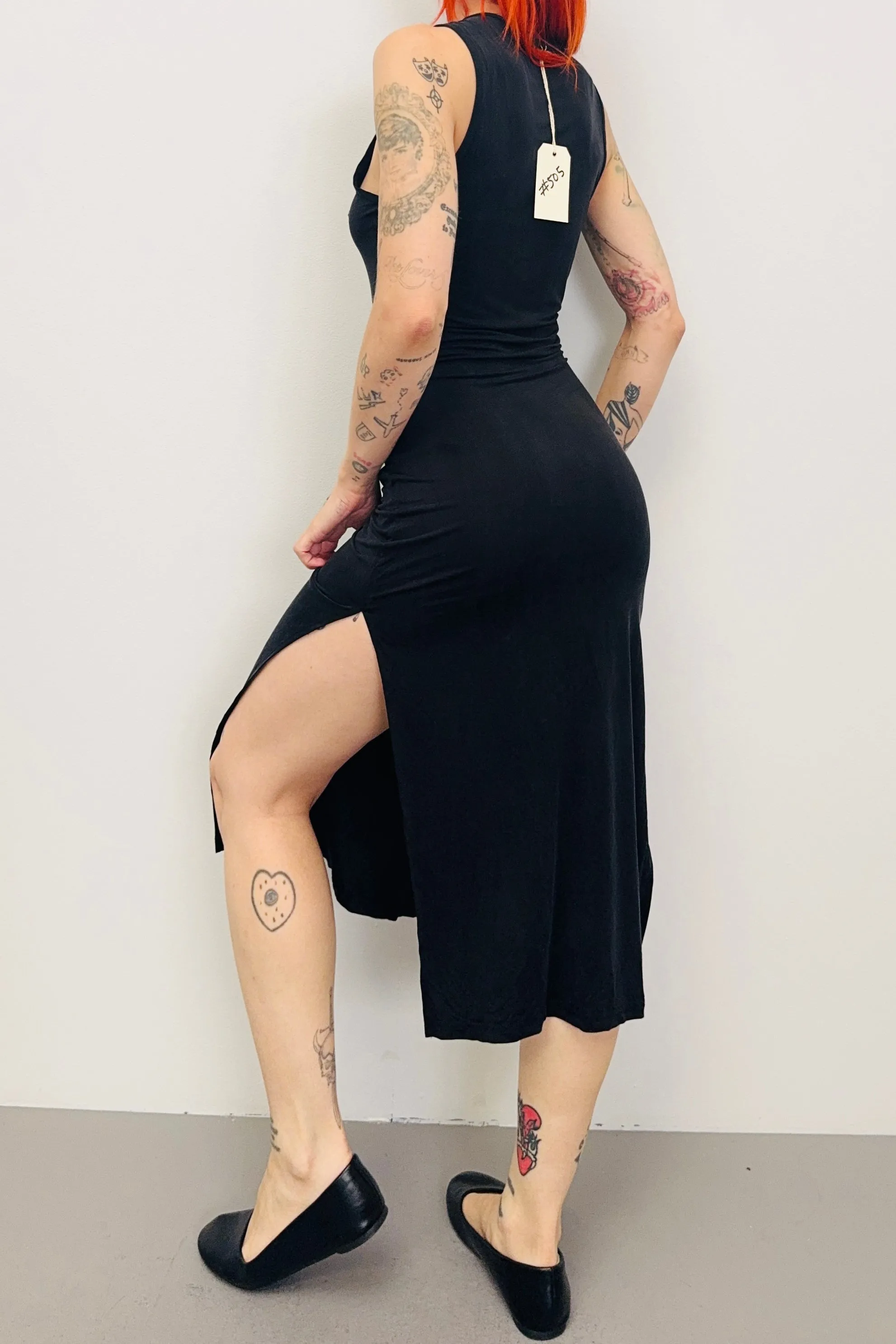 SAMPLE #505 - S Black Stretchy Cupro Keyhole Dress sold by Fashion Brand Company product image thumbnail 2