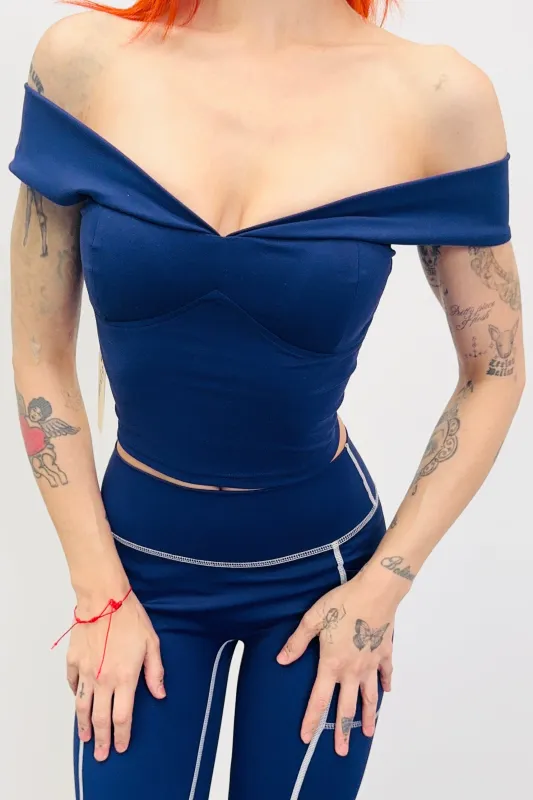 SAMPLE #503 - S Navy Cup Yoga Top made by Fashion Brand Company