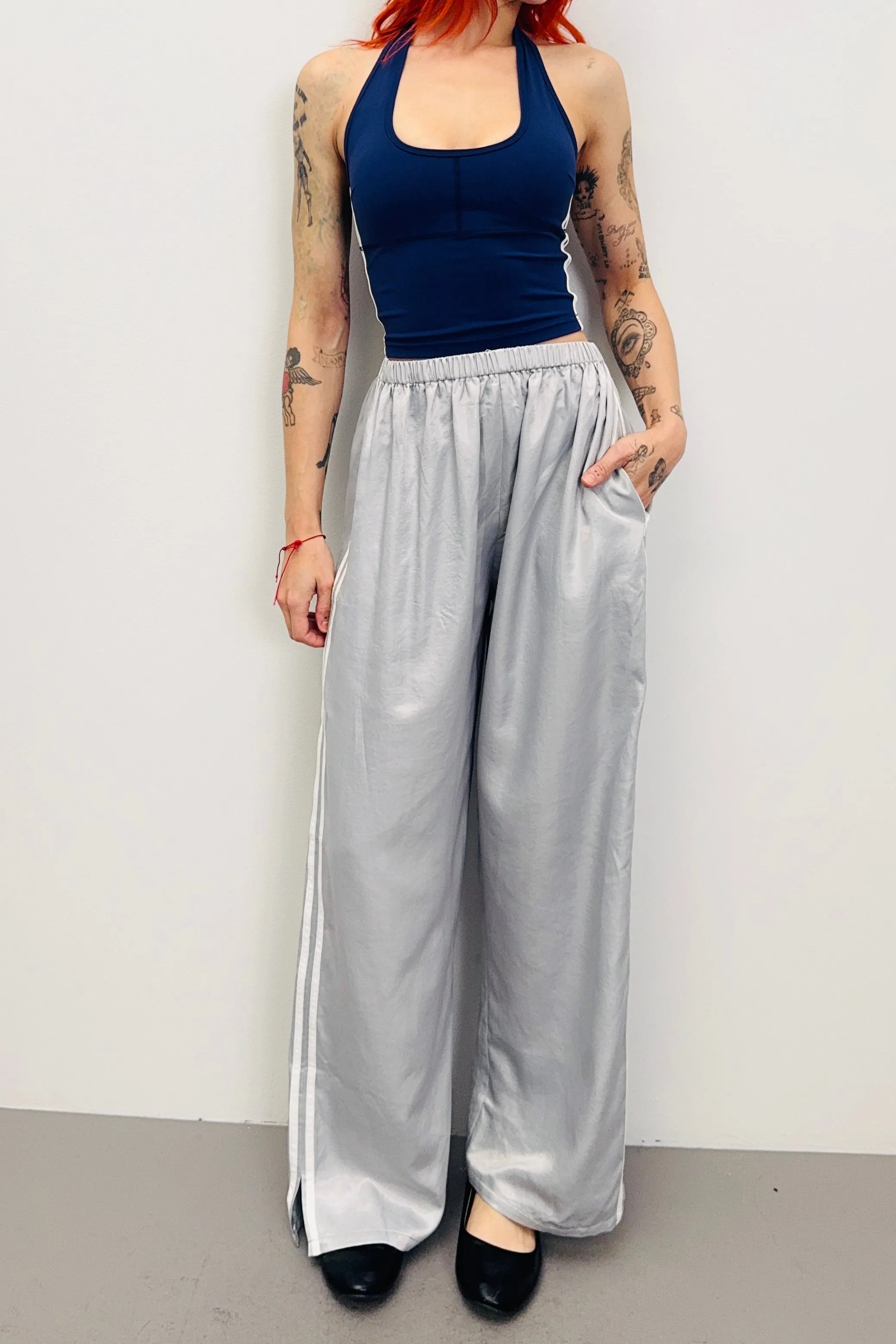SAMPLE #470 - S Icy Blue Satin Łazy Pant sold by Fashion Brand Company product image thumbnail 2