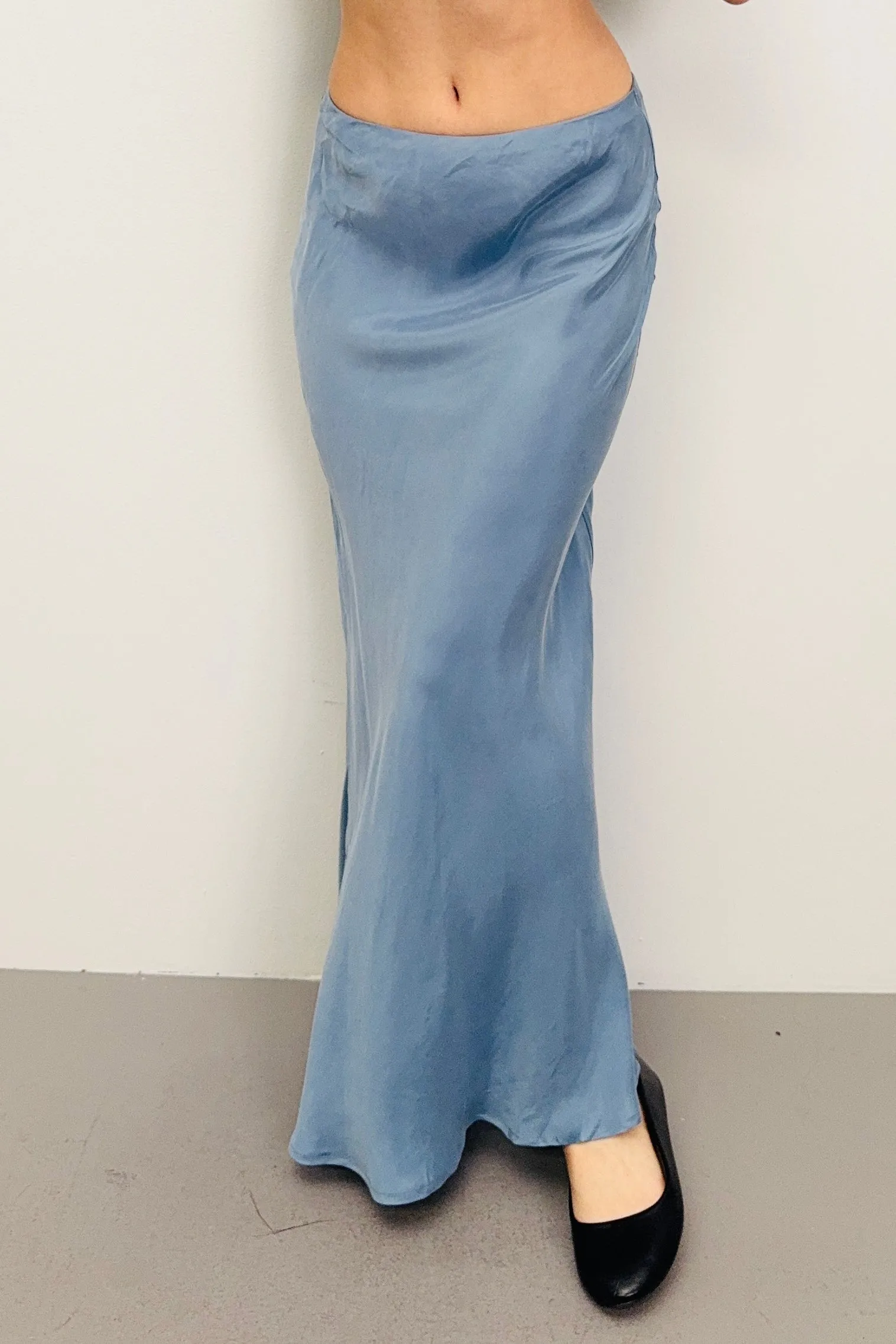 SAMPLE #486 - S Icy Blue Cupro Maxi Skirt sold by Fashion Brand Company