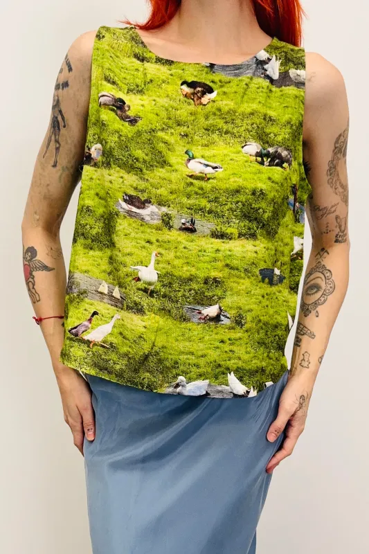 SAMPLE #487 - S Ducks Linen Shift Tank sold by Fashion Brand Company