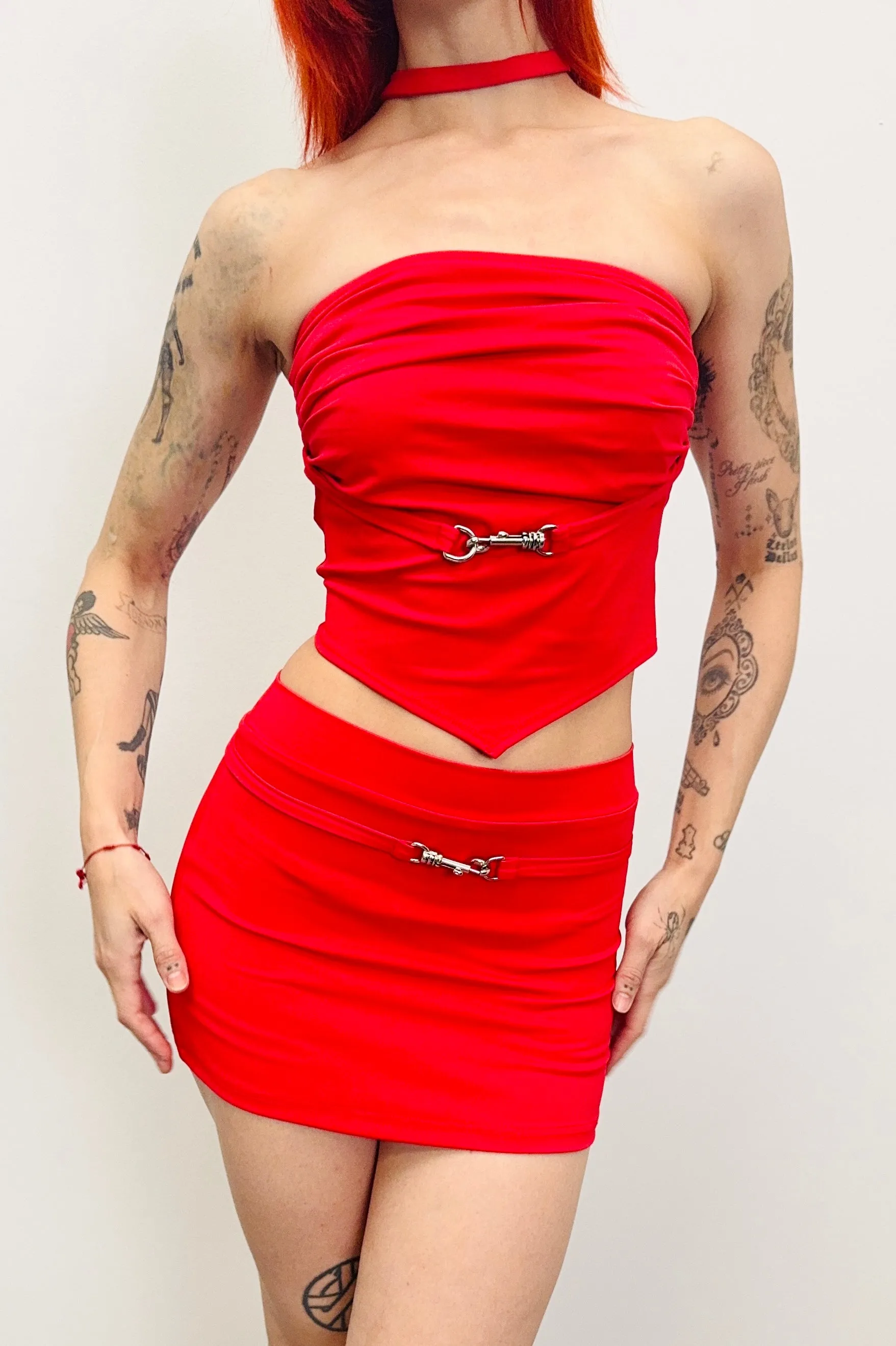 SAMPLE #494 - S Red Skort with Belt sold by Fashion Brand Company