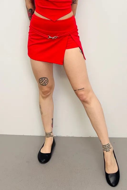 SAMPLE #495 - S Red Skort with Attached Belt sold by Fashion Brand Company